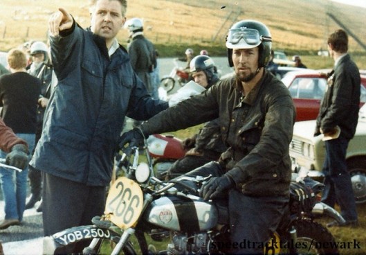 Photo - Gold medalist #266 Dave Randall BSA of the Met Police team with Inspector Alec Smith  ISDT 1971 (Newark Collection)