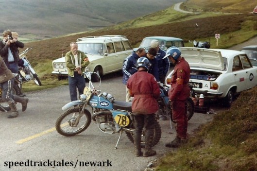 Photo - Gold Medallist #78 Tom Penton KTM / Penton of USA talks with KTM Service personel   ISDT 1971 (Newark Collection)