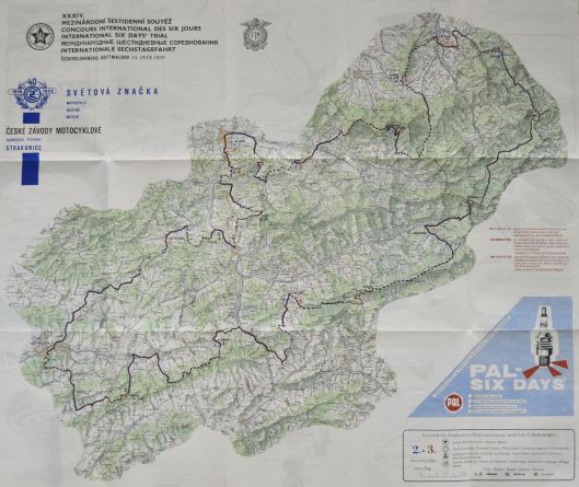 Image - Colour map for routes of Day 2 and 3 ISDT 1959