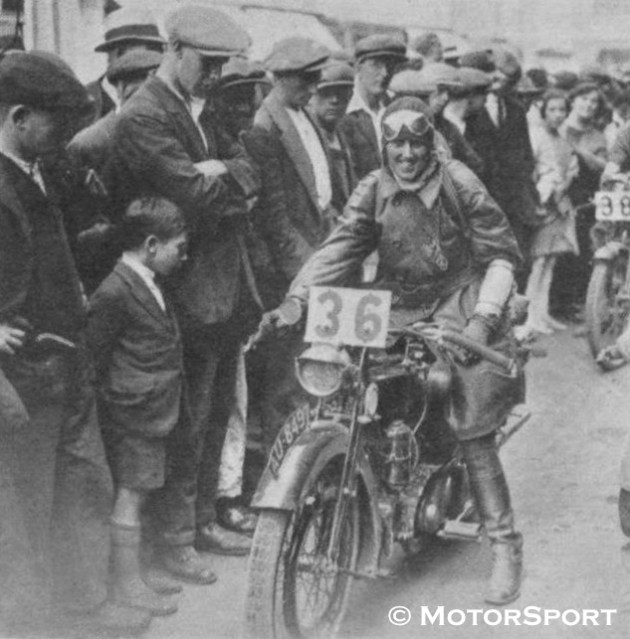Photo - #36 Miss Cottle with her Raleigh [AU8497] and smile - ISDT 1925 ( Motorsport)