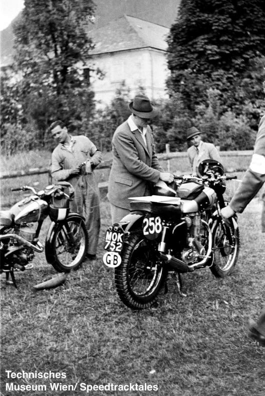 photo - #258 TU Ellis BSA 499 [MOK 752] preparing for scrutineering ISDT 1952 (© Artur Fenzlau/Technisches Museum Wien)
