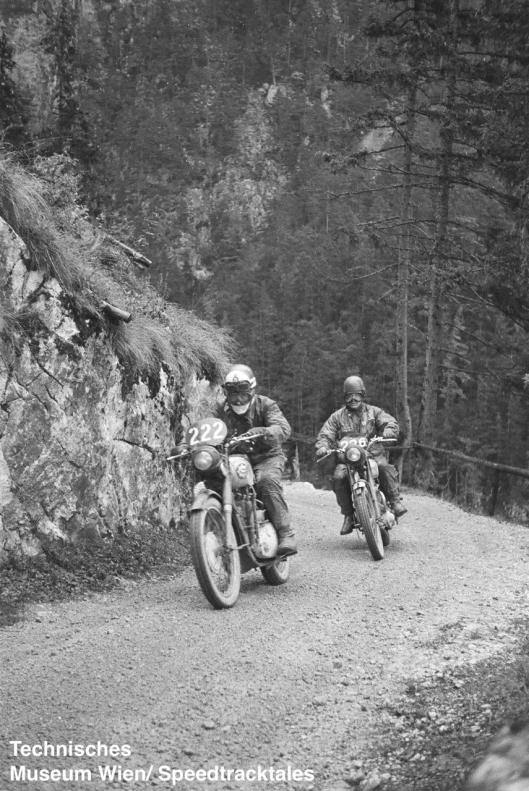 photo - #222 Sgt FW Gamwell [99BD76] & #226 PF Hammond Triumph 498 on course ISDT 1952 (© Artur Fenzlau/Technisches Museum Wien)