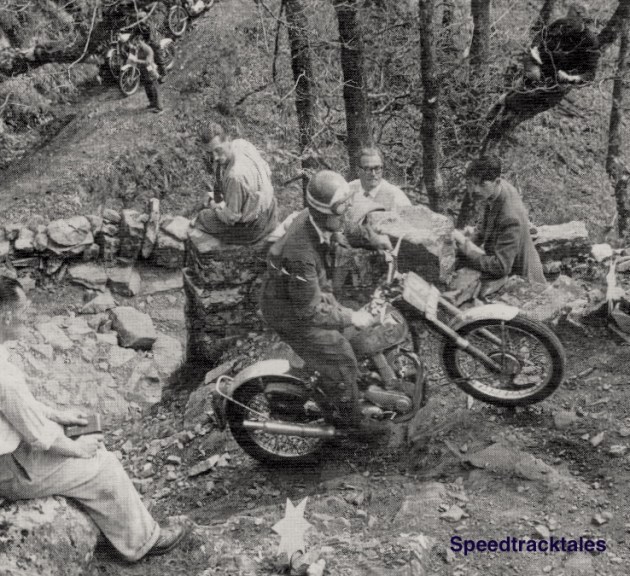 Photo - Eddie Dow in section on a BSA in the Scottish Six Days Trial 1953
