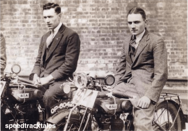 Photo - J Humphries BSA & J H Arnott BSA [OP 6042] in May 1927 (Speedtracktales)