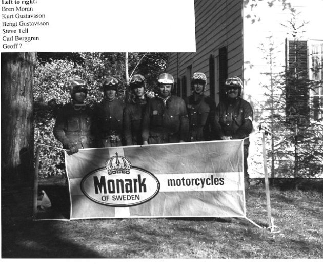 Photo - 1972 Berkshire International Two Day Trial Monark Team left to right - Bren Moran, Kurt Gustavsson, Bengt Gustavsson, Steve Tell, Carl Breggren. (courtesy vintagemonark.com)