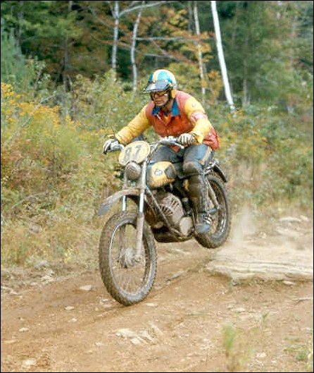Photo - Steve Tell in action on the Monark in the ISDT 1973 (Courtesy vintagemonark.com)