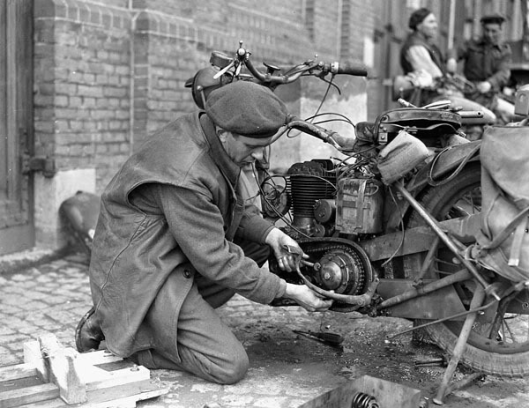 Photo - DR working on bike WW2