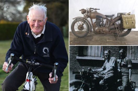Photo - George Brown once Army dispatch rider and still keen on two wheels but these days it a cycle.