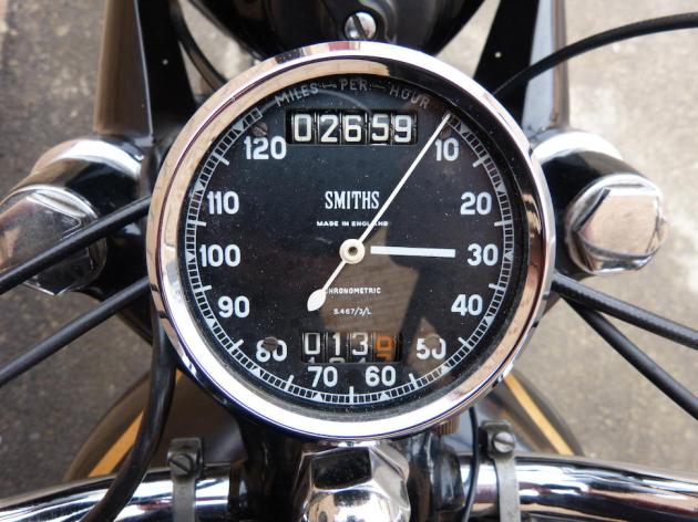Photo - Detail of speedometer [AJS 6] Works AJS 498 of Hugh Viney ISDT 1953 (Courtesy Bonhams)