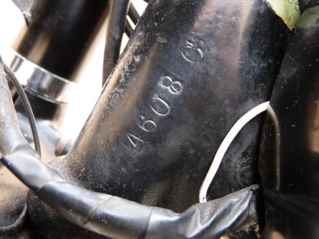 Photo - Detail of Frame number [AJS 6] Works AJS 498 of Hugh Viney ISDT 1953 (Courtesy Bonhams)